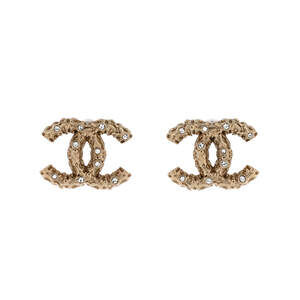 Chanel CC Stud Earrings Metal with Crystals